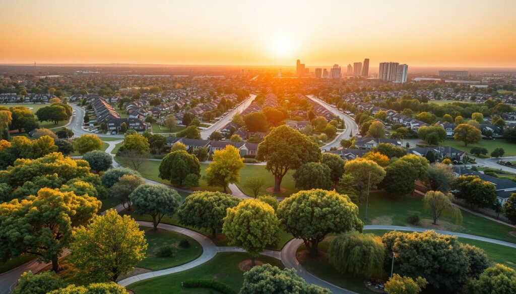 A detailed map of Centurion and its nearby suburbs, showcasing tree-covered areas and urban landscapes. In the foreground, feature a vibrant park with healthy trees and well-maintained walking paths. The middle ground includes residential neighborhoods with manicured lawns and a variety of tree types, such as oaks and willows, demonstrating the importance of tree pruning for structural health. In the background, outline the skyline of Centurion with modern buildings, softly illuminated by the golden hour sun, casting warm light across the scene. The mood should be serene and inviting, highlighting the natural beauty of the area, ideally shot with a slight aerial perspective to give a comprehensive view of the community. A detailed map of Centurion and its nearby suburbs, showcasing tree-covered areas and urban landscapes. In the foreground, feature a vibrant park with healthy trees and well-maintained walking paths. The middle ground includes residential neighborhoods with manicured lawns and a variety of tree types, such as oaks and willows, demonstrating the importance of tree pruning for structural health. In the background, outline the skyline of Centurion with modern buildings, softly illuminated by the golden hour sun, casting warm light across the scene. The mood should be serene and inviting, highlighting the natural beauty of the area, ideally shot with a slight aerial perspective to give a comprehensive view of the community.